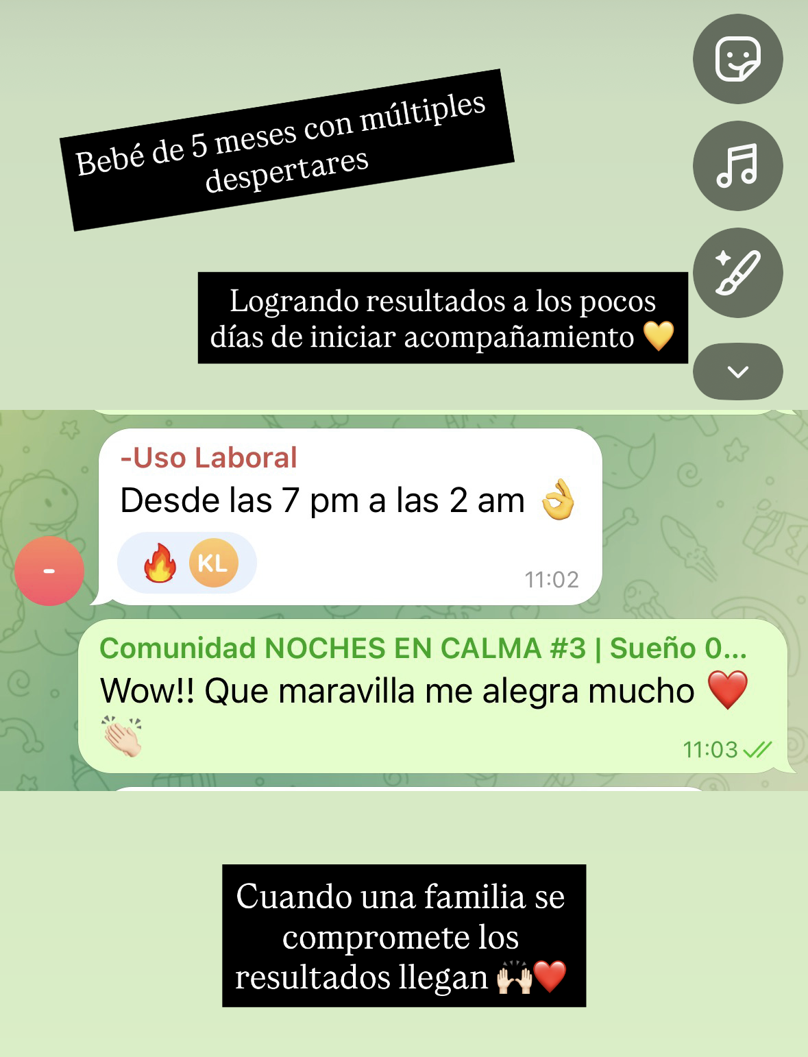 Testimonio WhatsApp — bendición para la familia